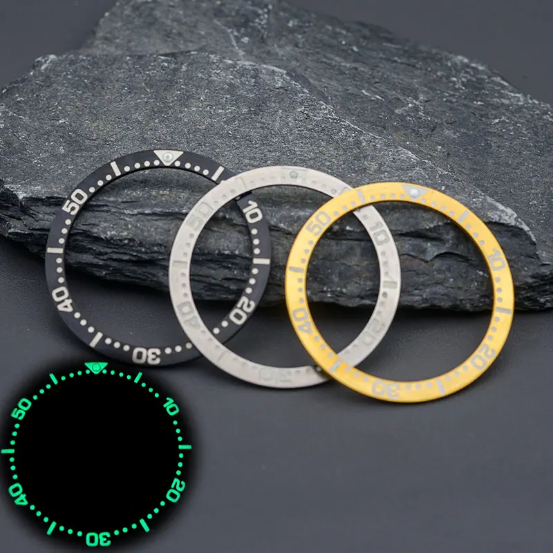 

38mm Steel Bezel Insert C3 Green Luminous Watch Parts Fit Seiko SKX007 009 SRPD Abalone Tuna Watch Case NH35 NH36 7S26 4r36 Mov