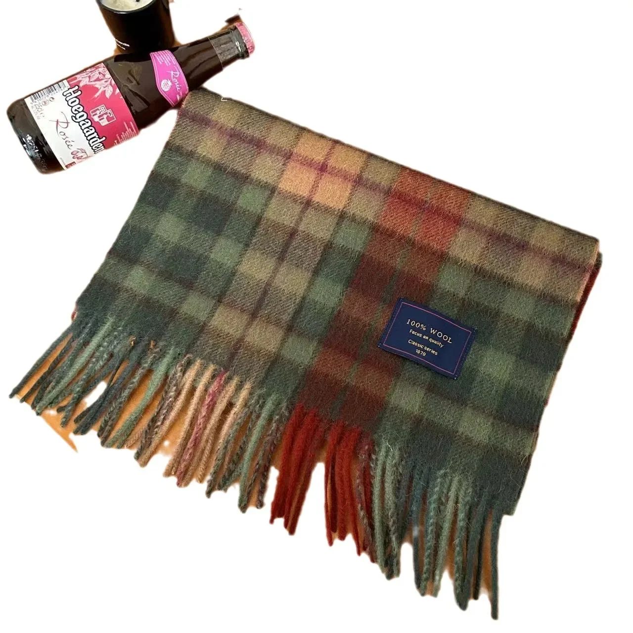 Универсальный Зимний клетчатый шарф из 100% шерсти теплый кашемировый