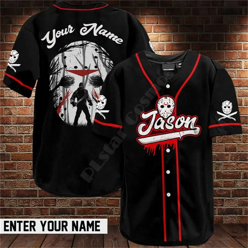 Halloween Horror Charaters Custom Name Baseball Jersey Shirt Baseball Shirt 3D Printed Men's Shirt Casual Shirts hip hop Tops