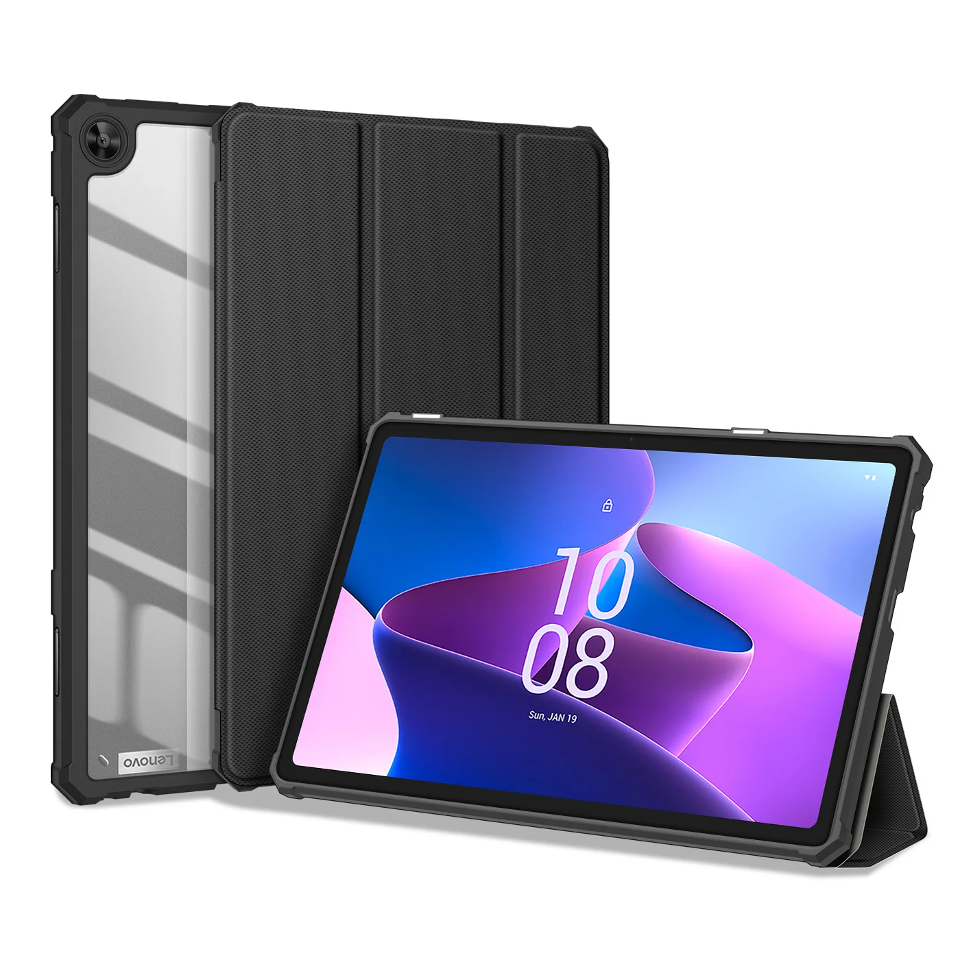 

Роскошный кожаный чехол для планшета Lenovo Tab M10 3-го поколения 10,1 дюймов, тонкий чехол с тремя складками и подставкой, прозрачная задняя крышка