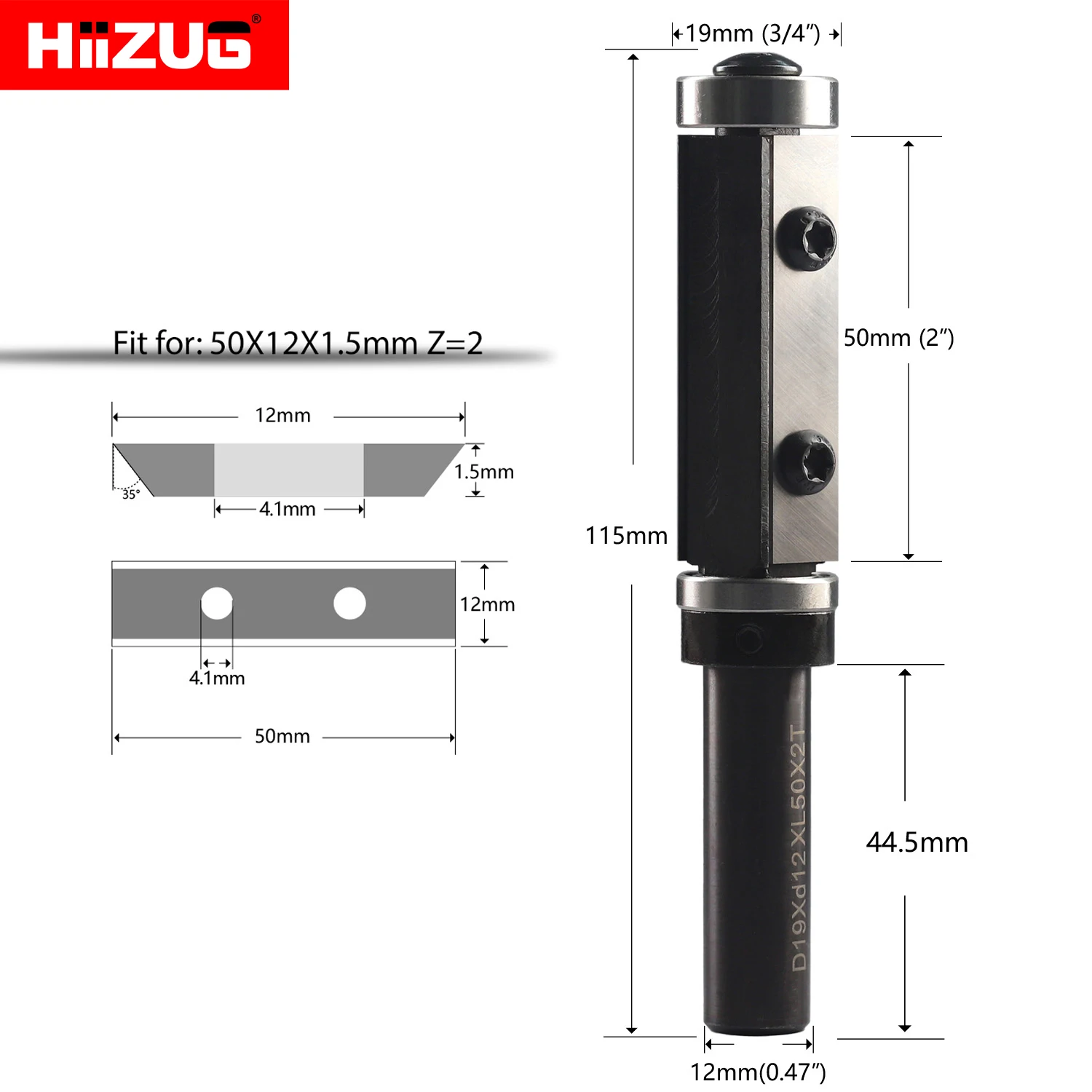 12 мм хвостовик, спиральная заподлицо, шаблон, фреза, длина резака 50 мм, верхняя нижняя часть, двойной подшипник, сменная вставка, резак