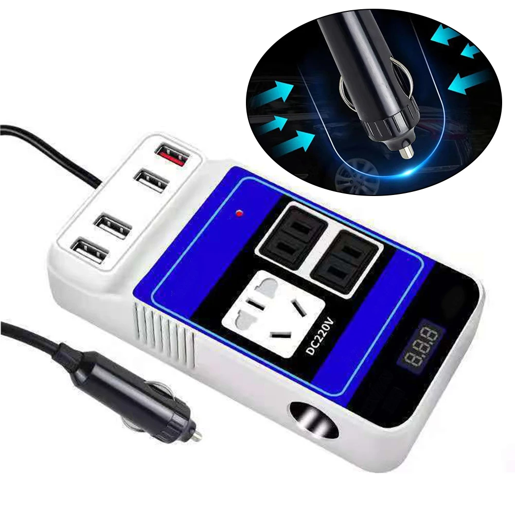 

1pc Car Vehicle Power Inverter DC12V 24V To DC110V/220V Converter Trip 4-USB 150W With 8 Security Protection Function