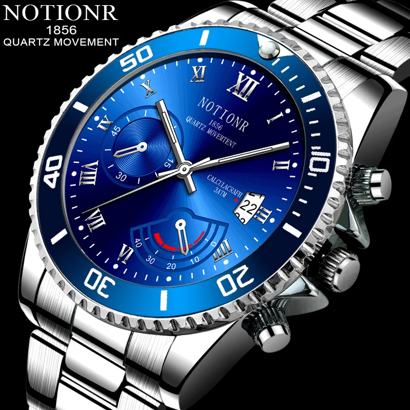 

Luxe Mens Zakelijke Horloges Mode Mannen Sport Roestvrij Staal Waterdichte Quartz Horloge Lichtgevende Klok Relogio Masculino