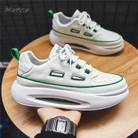 mens running sneakers fashion casual leather upper height increased platform shoes trend mixed color air cushion sports shoes