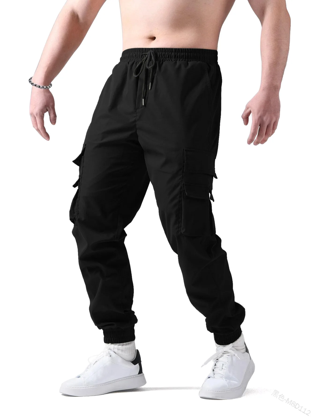 

Брюки-карго мужские однотонные, повседневные плетеные штаны с несколькими карманами, спортивные джоггеры, весна-лето