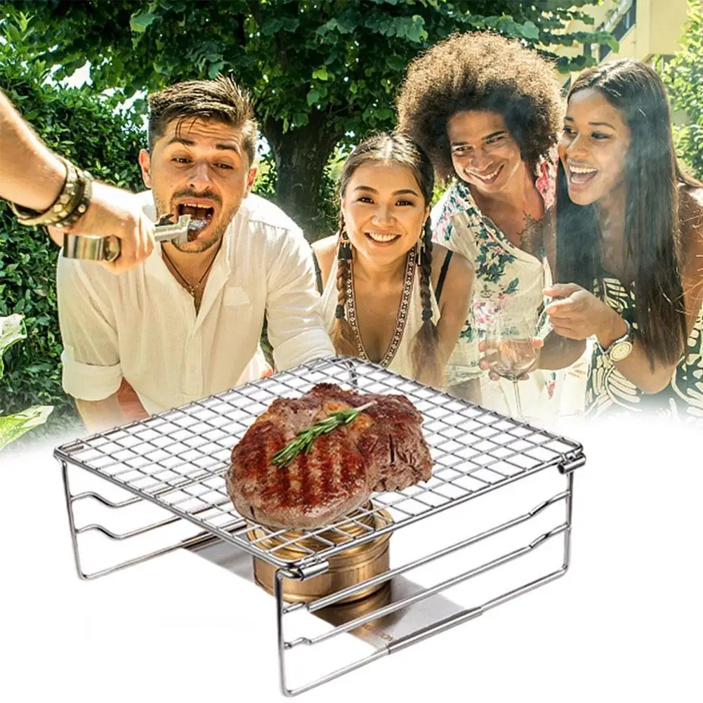 

Mini Folding Grill Rack Steel Folding Grill Rack For Camping Hiking Fishing Outdoor BBQ Accessories
