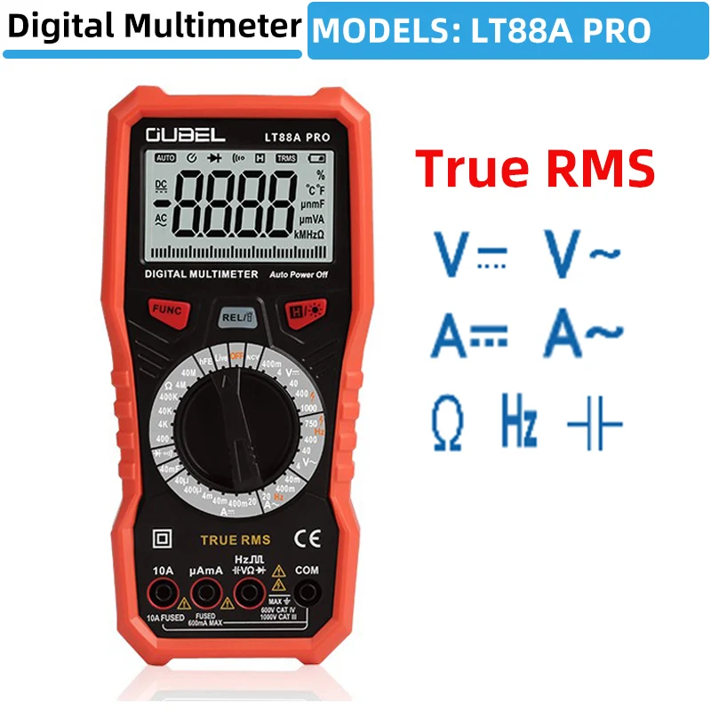 Цифровой мультиметр True-RMS амперметр постоянного и переменного тока вольт Ом