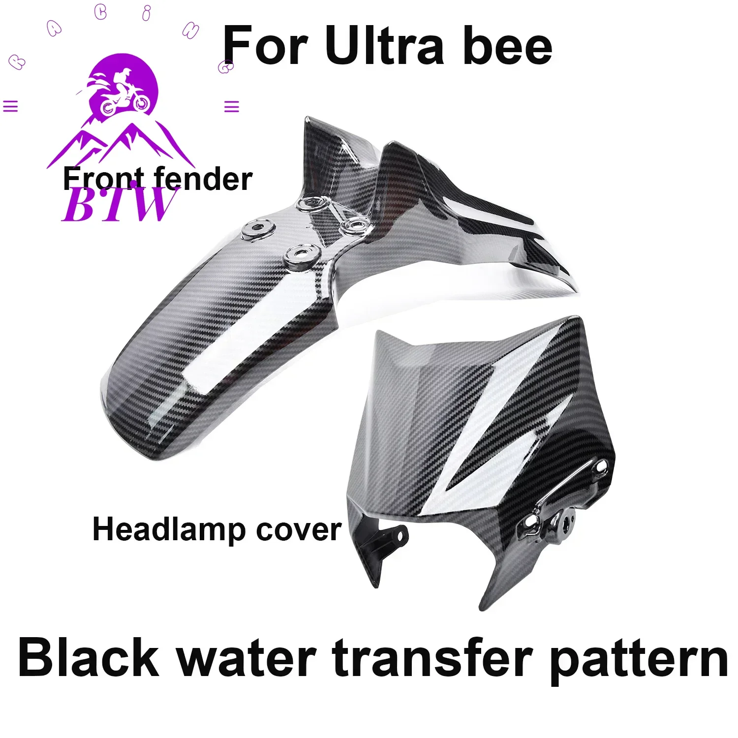 

Для Surron Ultra Bee из углеродного волокна, перенос воды, глянцевая передняя фара, крыло, крышка фары, крыло для SurRon