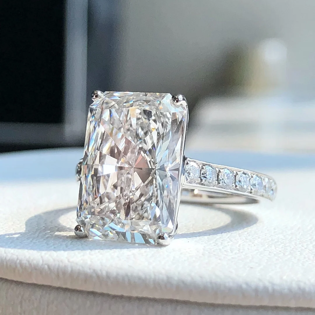AJ2024 Lab бриллианты кольцо с белыми бриллиантами 6.01ct 18K белое золото