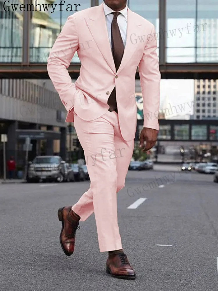 

Gwenhwyfar 2023 классический стиль 2 предмета деловая Мужская офисная одежда костюмы комплекты Повседневные Вечерние смокинги итальянские Роскошные Бежевые мужские костюмы