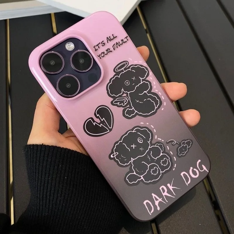 

Cute Cartoon Dog Fastion Graffiti Phone Case For iPhone 14 13 12 11 Pro Max X XR XS Shockproof Lovely Cover Ins Fundas