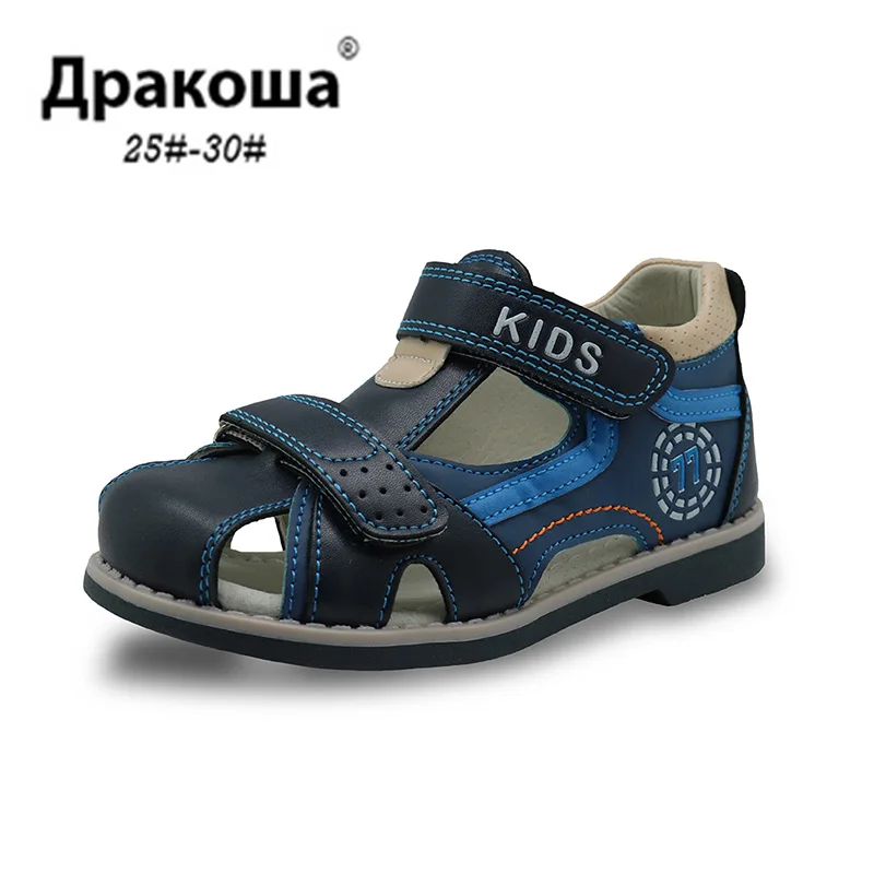 

Apakowa New Kids summer shoes closed toe toddler boys sandals Arch Support Orthopedic sport pu leather Little boys sandals shoes