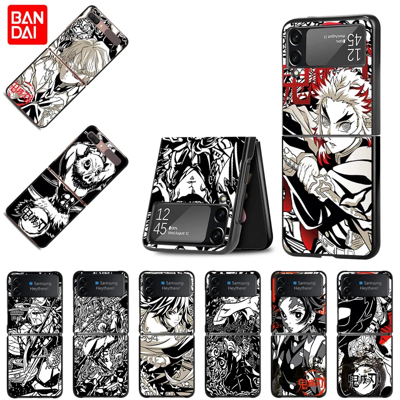 

Высококачественный чехол для телефона Samsung Z Flip 3 5G Galaxy Flip3 Manga Kimetsu no Yaiba Pattern Hard Capinhas Protector Cover Funda