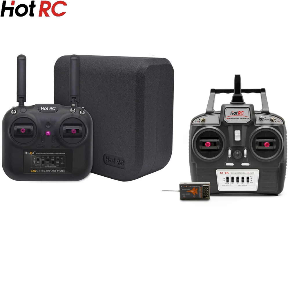 

Hotrc HT-6A 2.4G 6CH/KT6A 2.4Ghz 6ch 4ch RC Transmitter FHSS & 6CH Receiver with Box for FPV Drone Rc Airplane Rc Car Rc Boat