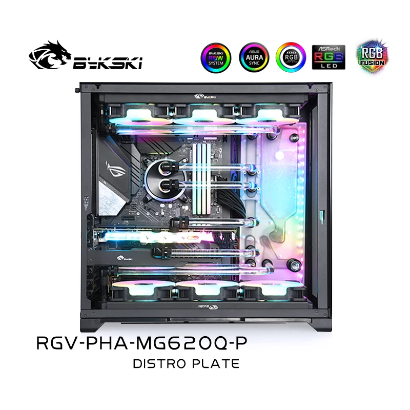 

BYKSKI Acrylic Board Water Channel Solution Use for PHANTEKS MG620Q Case / Kit for CPU and GPU Block / Instead Reservoir