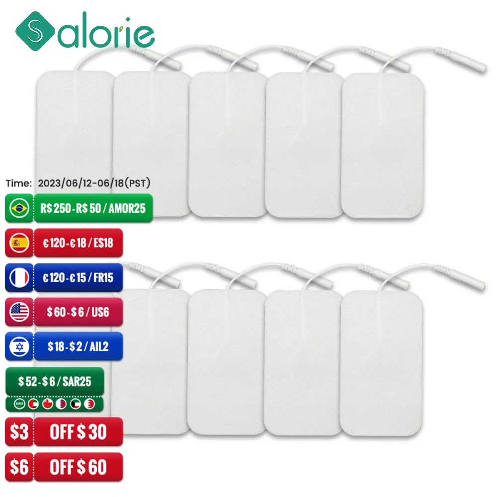 

9x5 см прокладки для мышц многоразовые нетканые самоклеющиеся Сменные многоразовые электроды для стимулятора мышц массажные прокладки