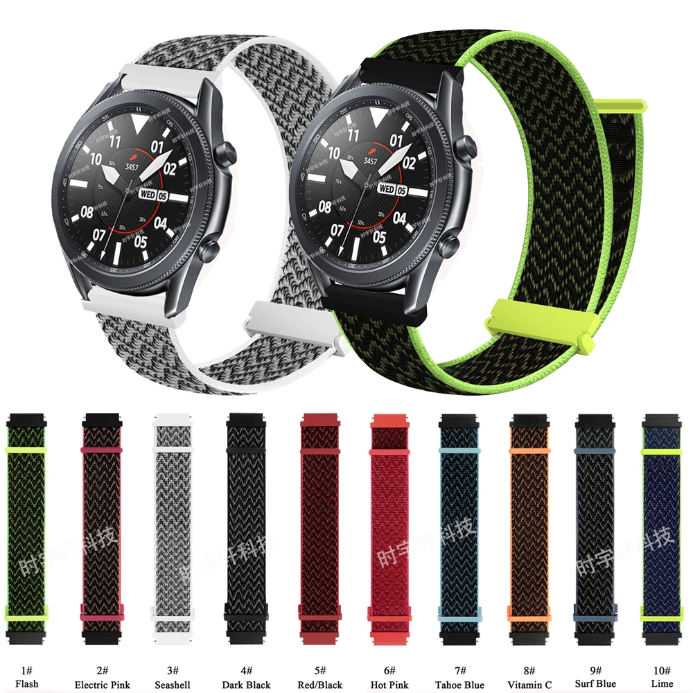 

22mm 20mm Nylon Bracelet Watchband For Samsung Galaxy Watch 3 45mm 41mm/Watch 42mm 46mm/Gear S3 S2 Sport Replacement Band Strap