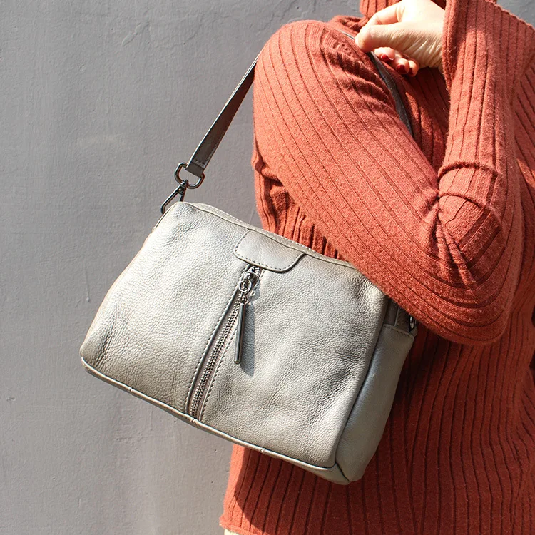 

Женская сумка из натуральной кожи, повседневная мягкая кожаная удобная на ощупь портативная женская сумка через плечо