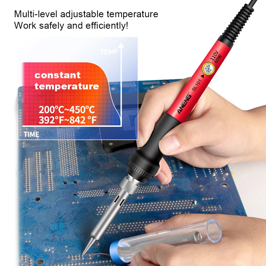 

Электрический паяльник ANENG, 12 шт., регулируемая температура, сварочный инструмент из искусственной керамики, профессиональный сварочный ин...