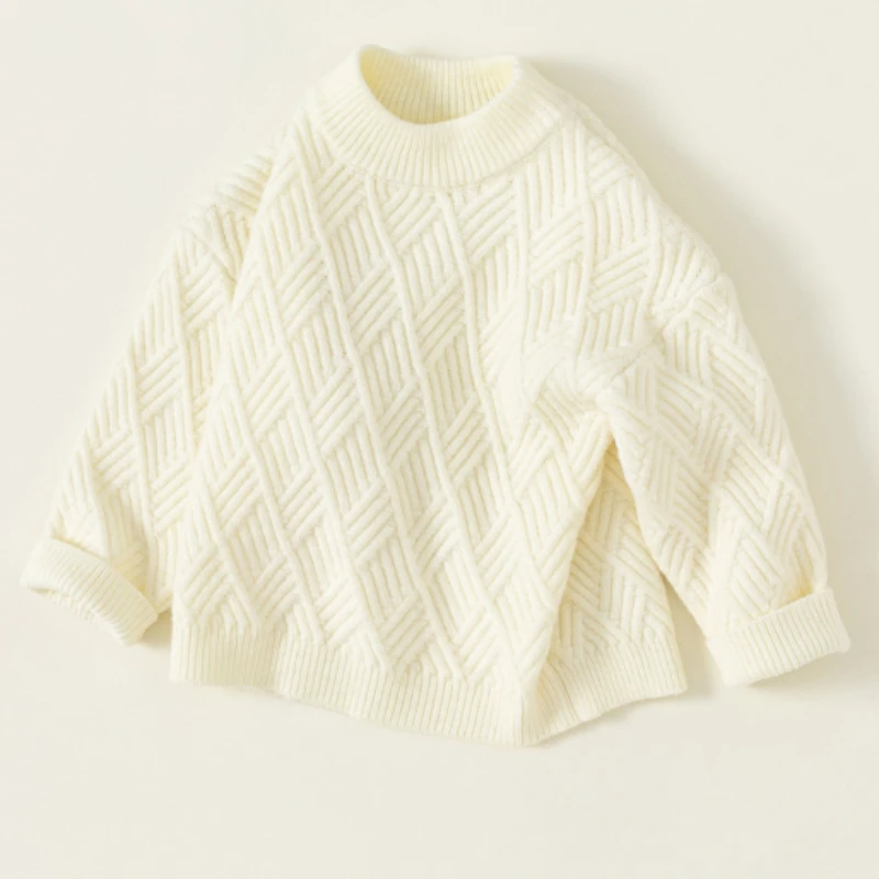 

Spring and Autumn 2-8 Year Old Baby Sweater Solid Color Knitted Boys and Girls' Top Pullover Home Children's Inner Wear