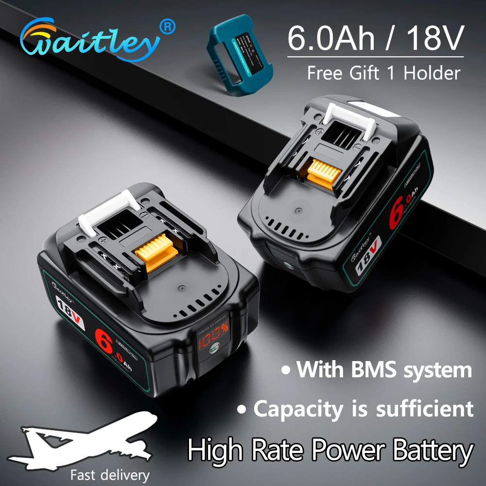 Waitley литий-ионная аккумуляторная батарея для Makita 18V 6000mAh 6.0Ah электроинструменты с светодиодный Замена BL1860B BL1860 BL1850 6A