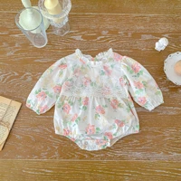 rinilucia korean style infant baby girls cotton long sleeve flower jumpsuit toddler baby girl rompers summer baby girl clothes