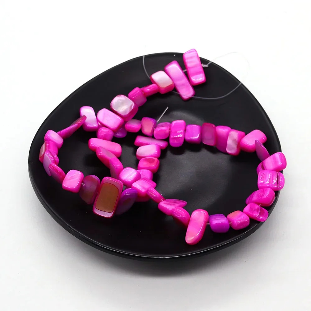 Нерегулярные окрашенные бусины-ракушки натуральный перламутр прямоугольник 9-15