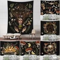 vintage witchcraft tapestry sun wall hanging botanical celestial floral wall tapestries hippie flower wall carpets dorm decor