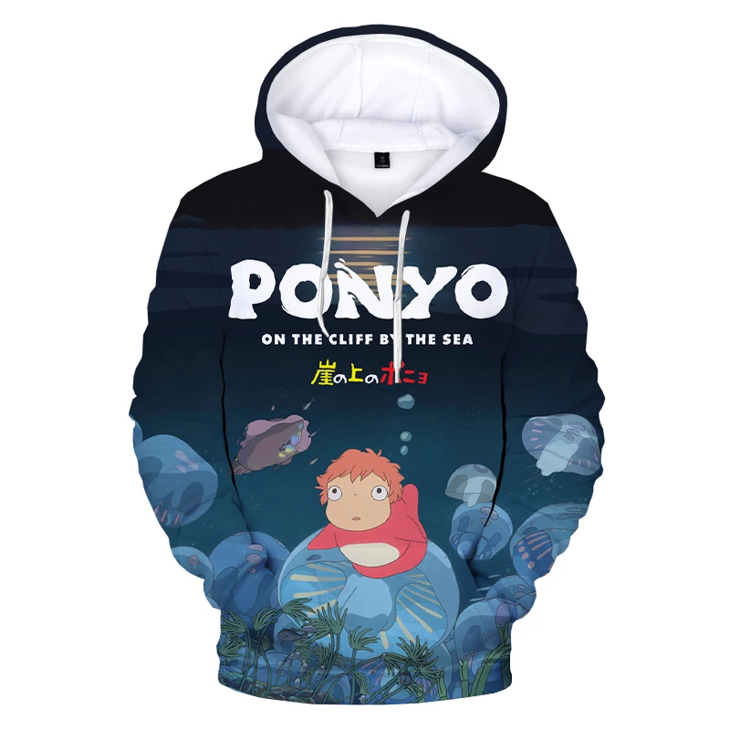 

Ponyo-Sudadera con capucha para hombre y mujer, suéter con estampado 3D de dibujos animados, estilo Anime Ha All-match