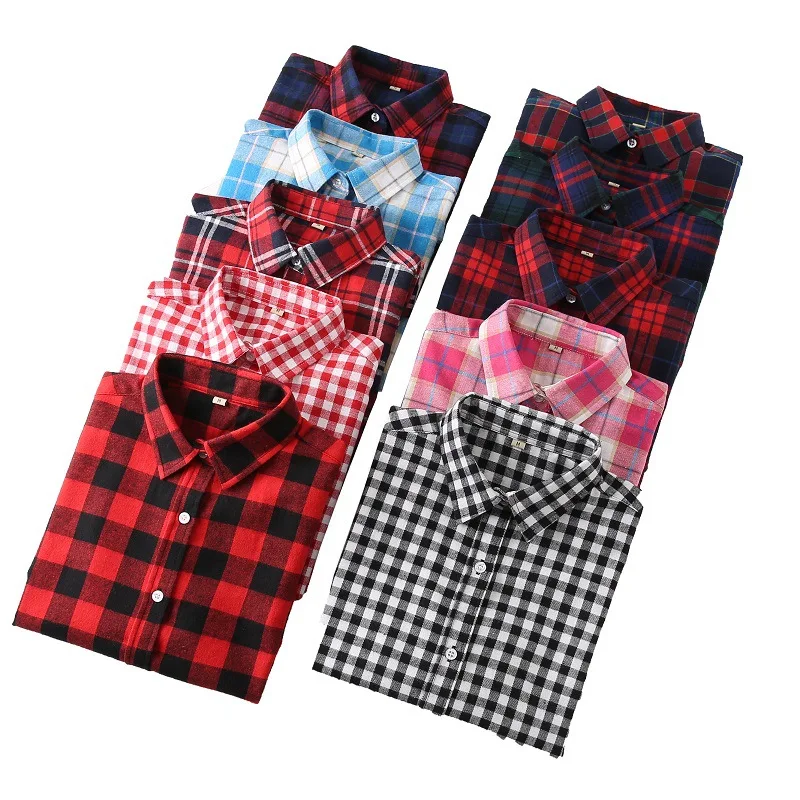 Осень и зима 2020 новая клетчатая рубашка женская с длинным рукавом из хлопка