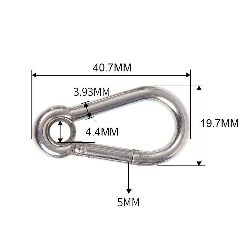 

1 шт. карабин из нержавеющей стали 304/316, карабинный карабин с ушком, пружинная пряжка, брелок для ключей M4 M5 M6 M7 M8 M9 M10 M11 M12 M14