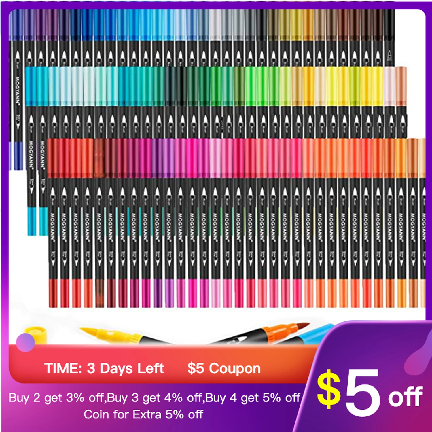 Fine & Brush Tip Pen For Adult Coloring Book Note Taking Art Supplier