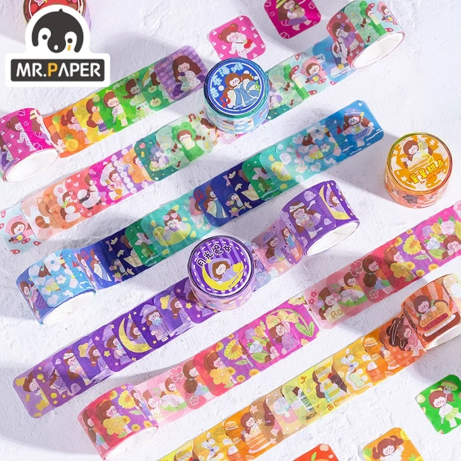 

Mr.Paper 6 Style Sweetheart Series Die-cut Washi Tape Cartoon Cute Little Girl Hand Account Decoration DIY Material Tape