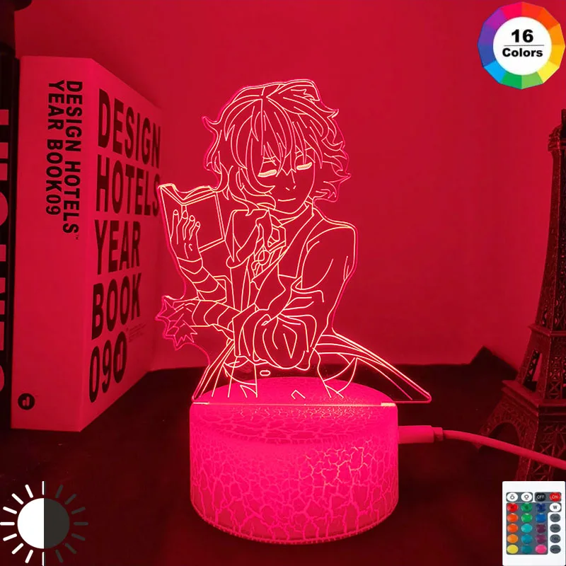 Аниме бродячие собаки DAZAI BOOK 3D светодиодный ная лампа для спальни украшение