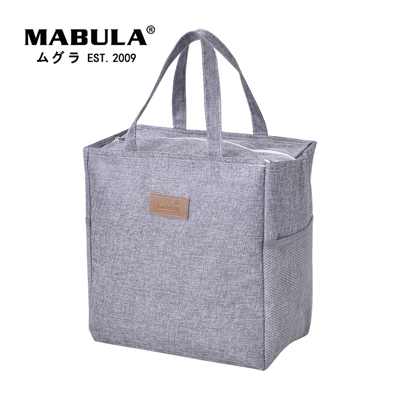 

MABULA 17L большая серая изолированная сумка-тоут для ланча, водонепроницаемая сумка-тоут, сумка-холодильник, Портативная сумка для путешествий...