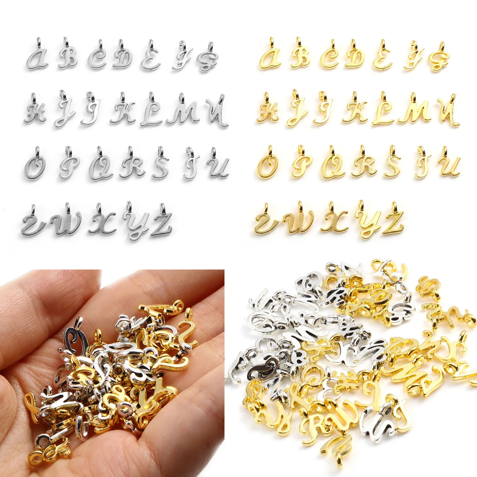 

2022 New Zinc Based Alloy Charms Capital Alphabe Multicolor Pendants For DIY Necklace Jewelry 1 Set ( 26 PCs/Set)