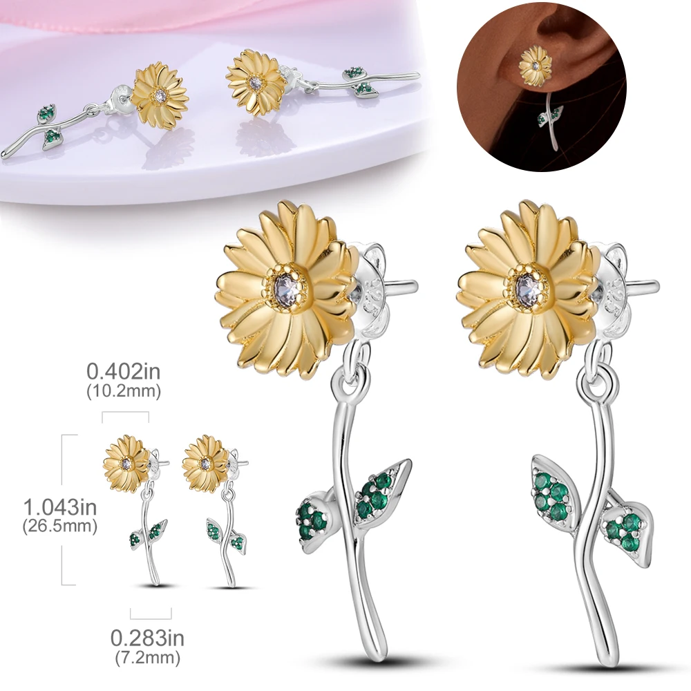 

Новое поступление, серьги из стерлингового серебра 100% пробы в форме сердца, серьги в виде растений для женщин, серьги серебряные украшения вечерние, отправить другу