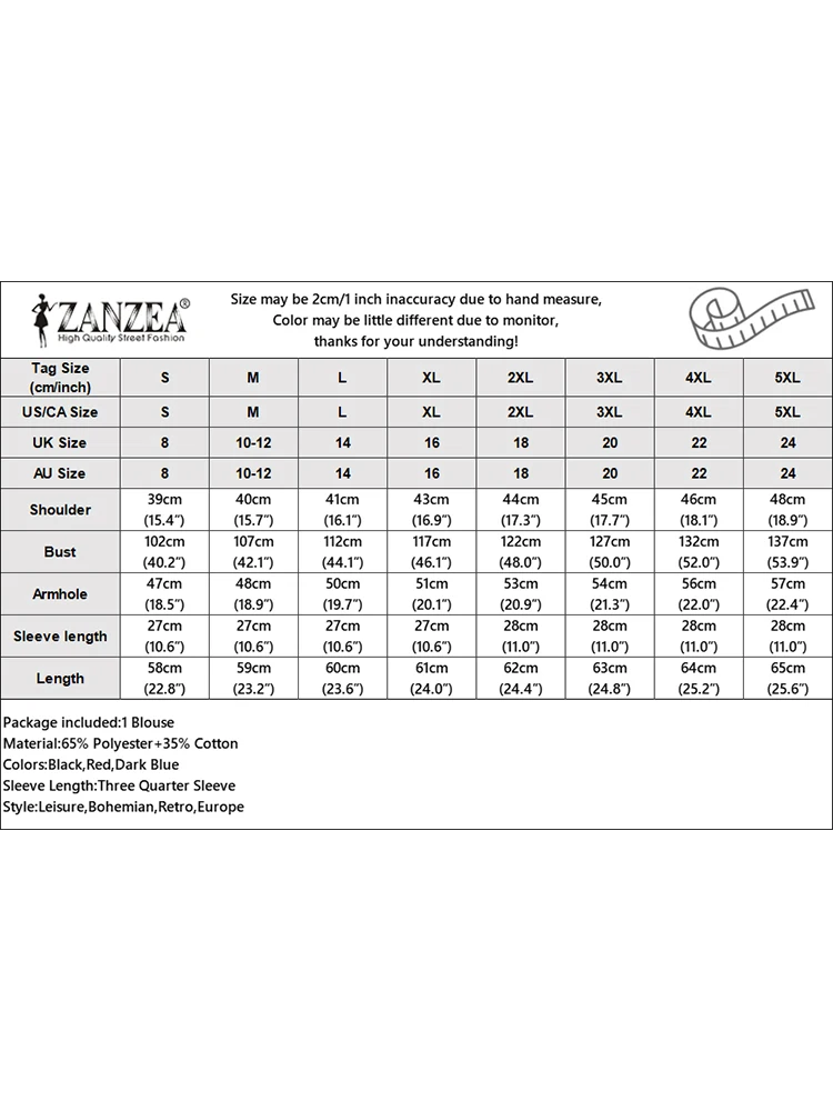 Блузка ZANZEA Женская в клетку Повседневная рубашка с круглым вырезом