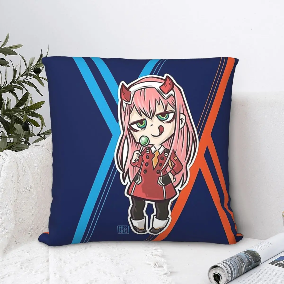 

Cute Zero Two Kawaii Throw Pillow Case DARLING in the FRANXX Cushion Home Sofa Chair Print Decorative Hug Pillowcase