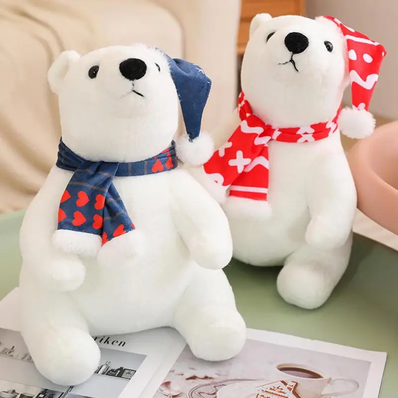 

30cm Lovely White Polar Bear Plush Toy Cute Bear Soft Plushies Stuffed Animal Scarf Polar Bear Doll Kids Birthday Gift Toys