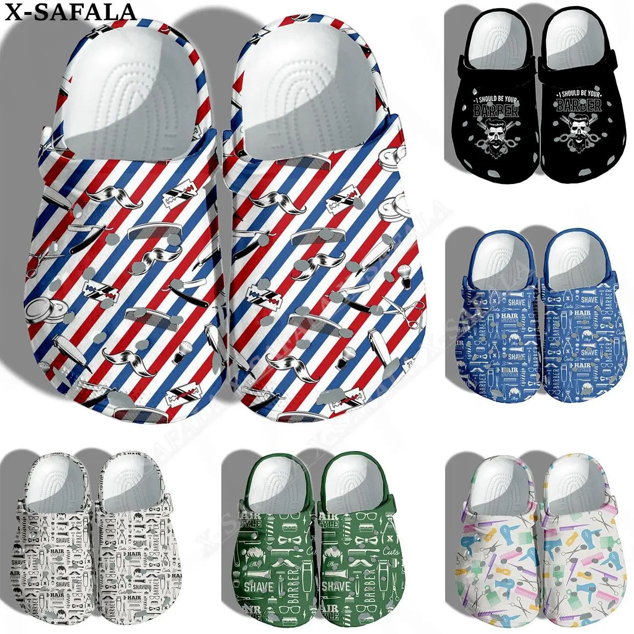 

Barber Barbershop 3D Print Men Women Classic Clogs Slippers Shoes EVA Ligtweight Sandals Summer Beach Outdoor-4