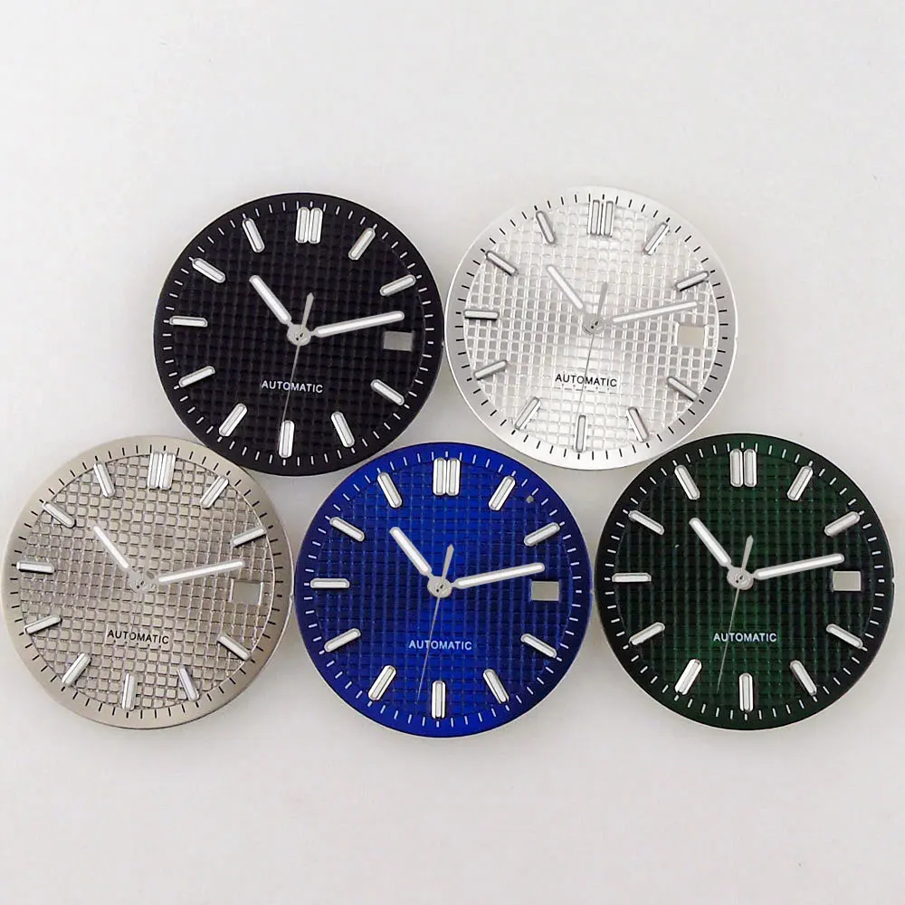 

31.7mm Watch Dial Face for NH35 NH36 Movement Silver Markers Diver Watch Parts Blue/Black/Green