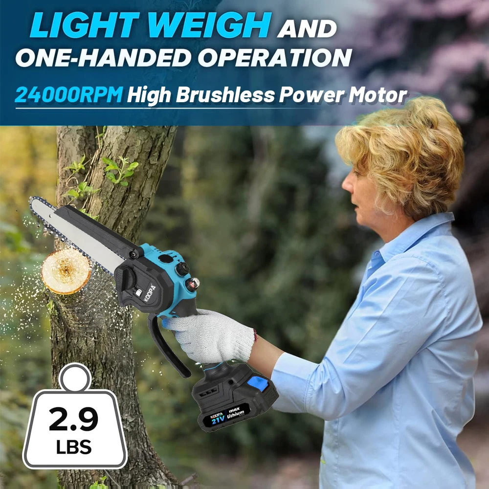 Koopa Tool Мини-бензопила 6-дюймовый с батареей Ач/Ач бесщеточным двигателем и