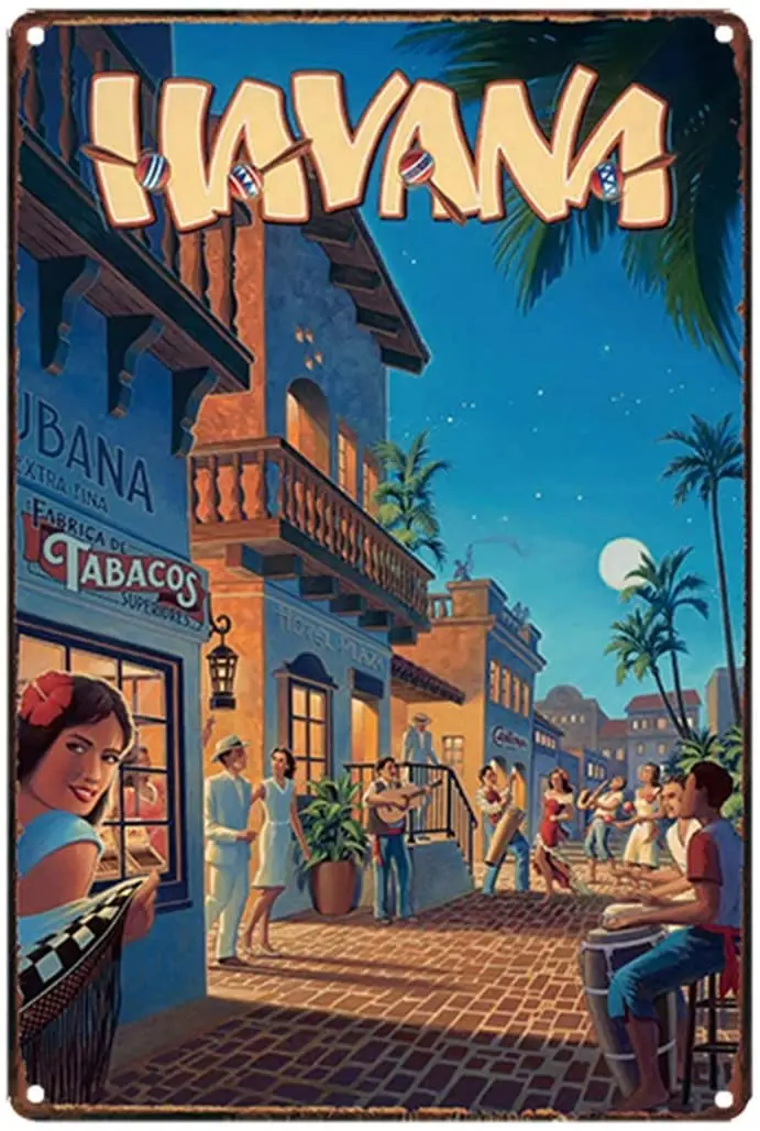 Дорожный плакат La Гавана Куба стильный металлический жестяной знак для