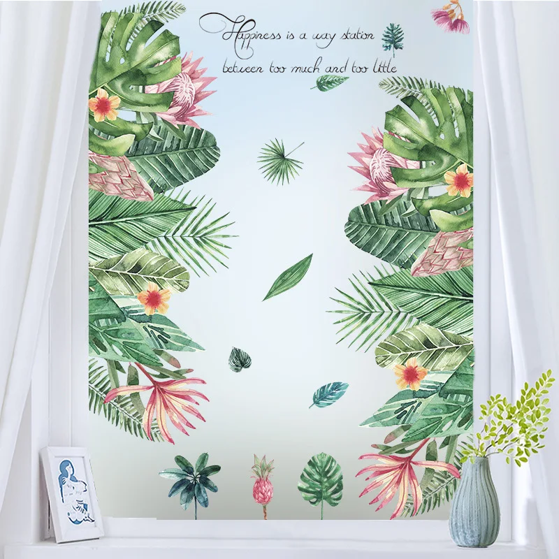 

Тропические растения, гостиной, спальни, художественная наклейка, теплые двери, Скандинавская настенная декорация, самоклеящаяся бумажная ...