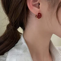 promotion jewelry trendy red bean 14k gold filled ladies tassels stud earrings for women anti allergy christmas gifts