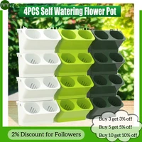4pcs self watering flower pot vertical garden planter pocket wall mounted succulents plant bonsai pot home balcony decoration