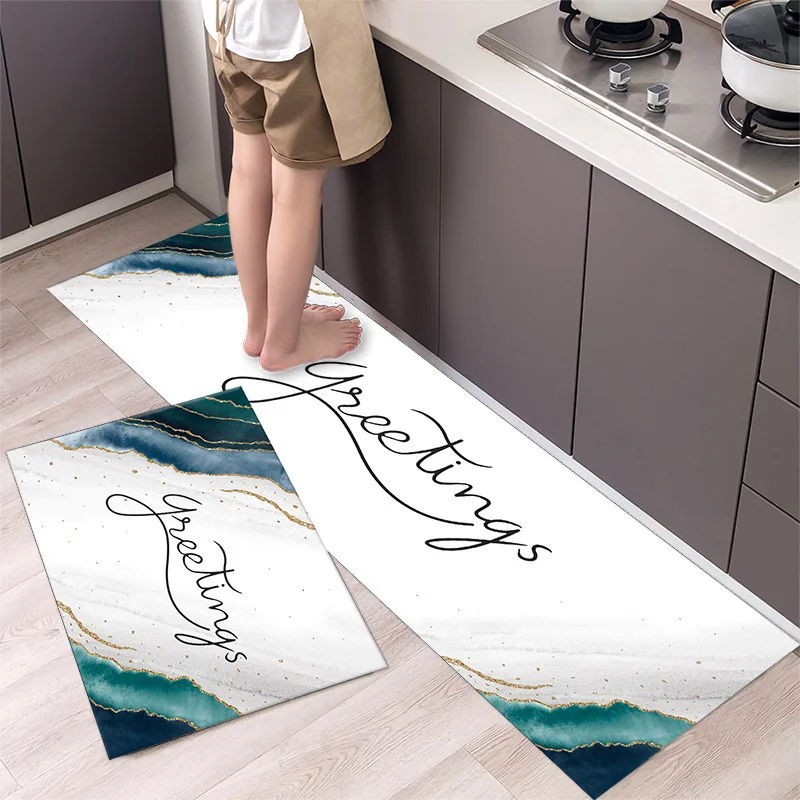 

Nordic Simple Anti-Slip Marbling Kitchen Antifouling Bath Entrance Door Mat Stripe House Rug Modern Home Decor Bedroom Carpet