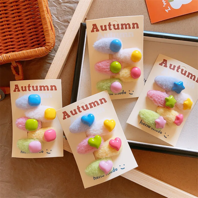 

Hair Clips for Girls Star Heart Shaped Kids Hair Barrettes Cute Hair Clips plush Snap Hair Pins Sparkly Hair for Girls Kids