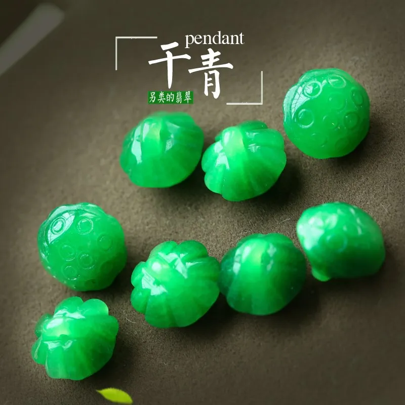 

Natural Green Jadeite Myanmar Jade Nelumbo Nucifera Lotus Beads For Jewelry Making Diy Bracelet Necklace Earrings DIY Accessorie